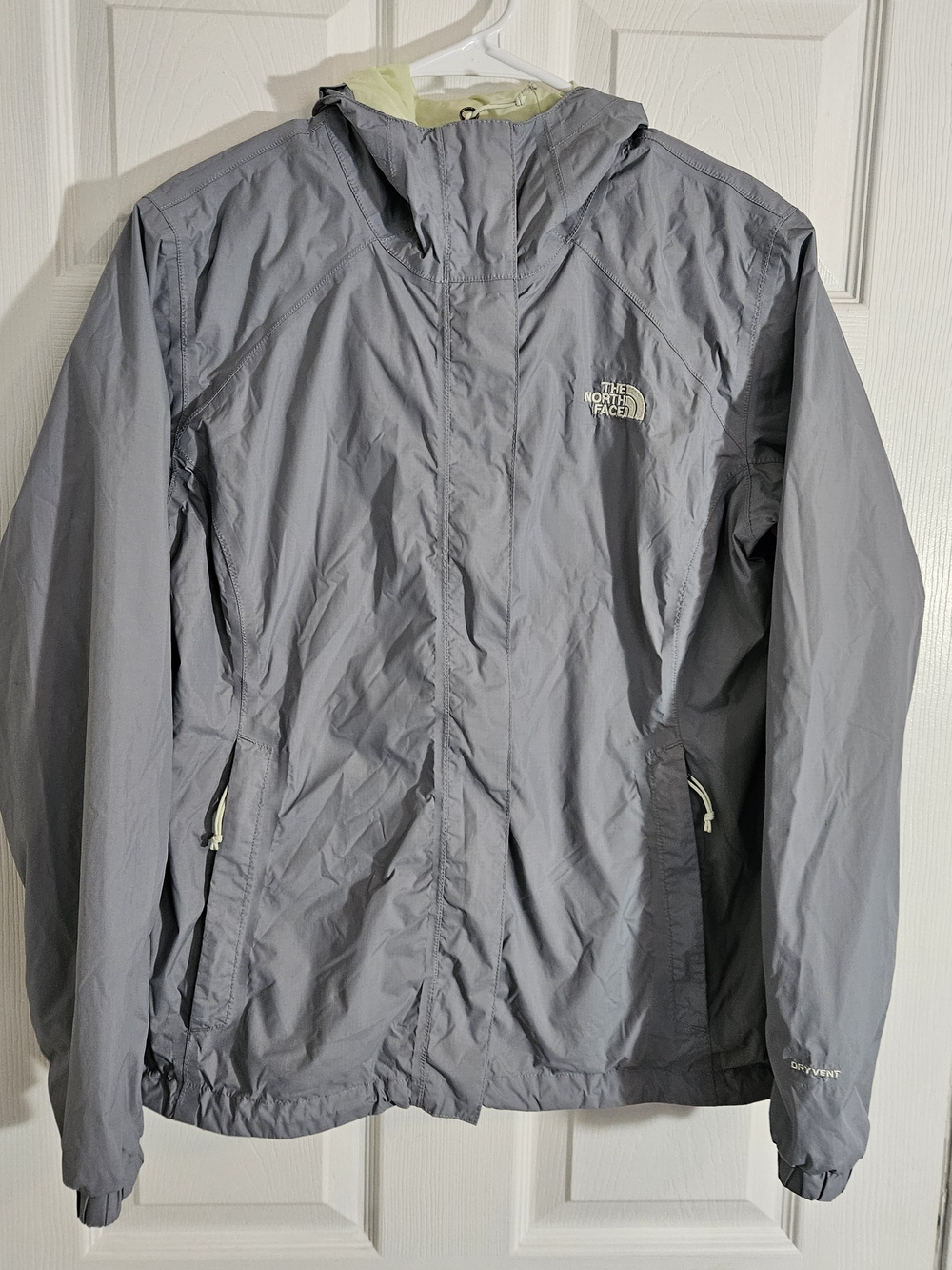 The North Face Women's Medium Gray Hooded Rain/Wind Jacket.